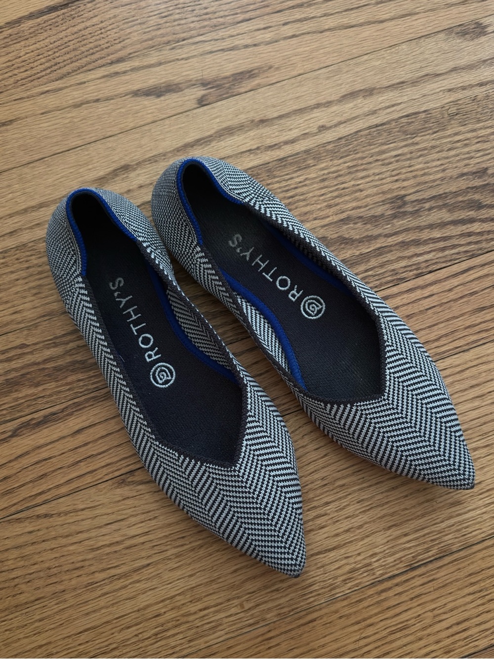 Rothy's Black & White Herringbone Flats Size 9
